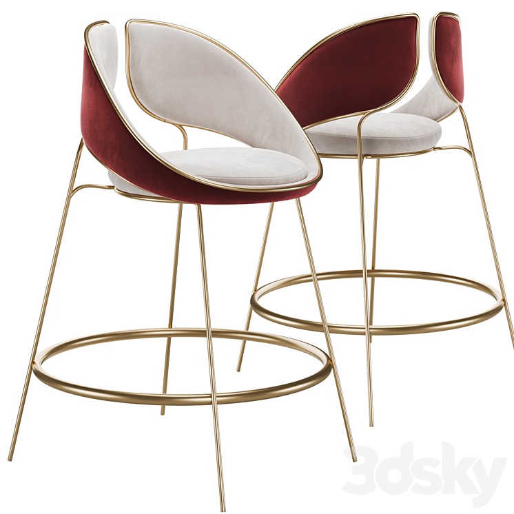 Hyoku Bar Chair Stool by Alma de Luce 3DS Max Model - thumbnail 1