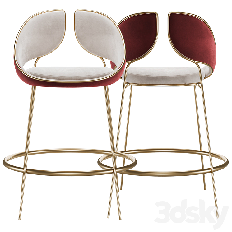 Hyoku Bar Chair Stool by Alma de Luce 3DS Max Model - thumbnail 2