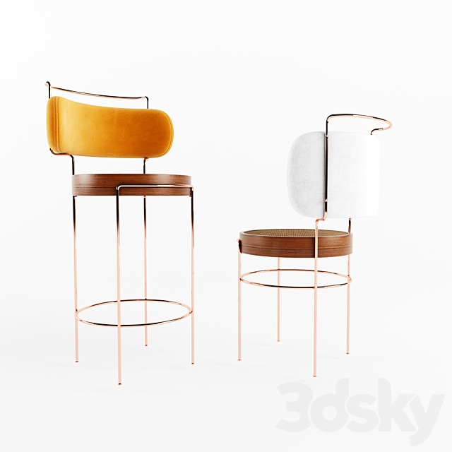 Iaia chair & Stool bar 3DS Max Model - thumbnail 2