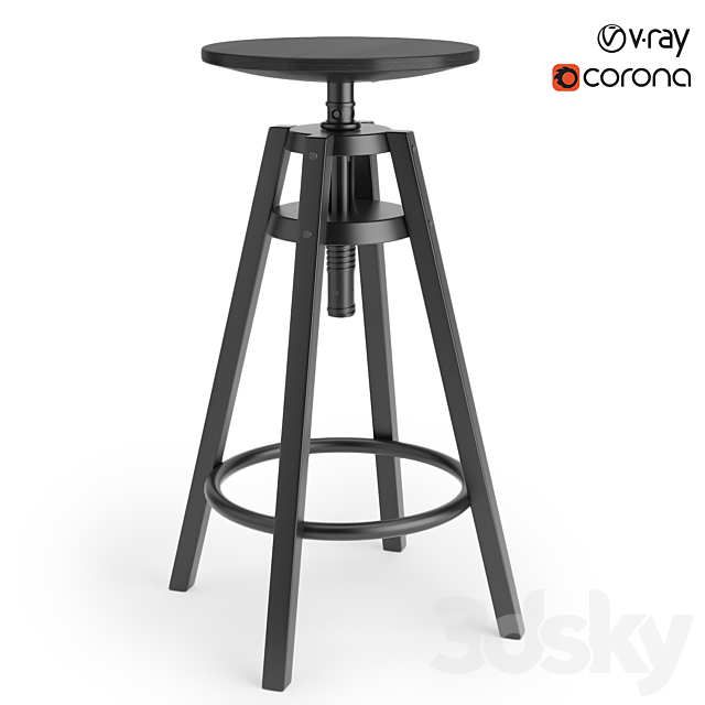 Ikea dalfred bar stool 3DS Max Model - thumbnail 1