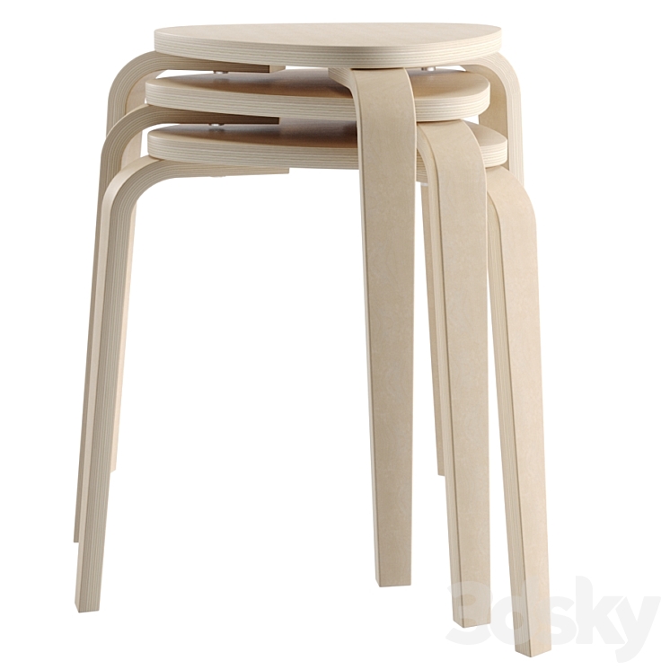 IKEA KURRE Stool 3DS Max Model - thumbnail 2