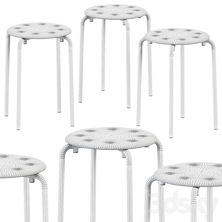 IKEA Marius Stool \/ Stool 3DS Max Model - thumbnail 2