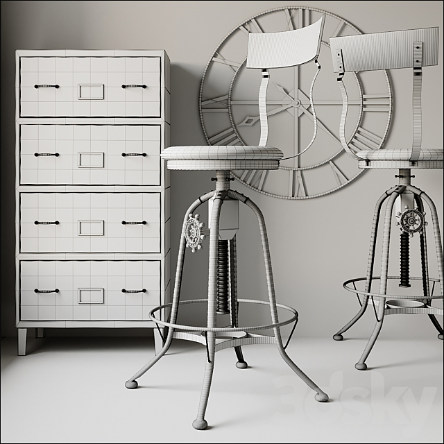 Industrial Clock House Stool 3DSMax File - thumbnail 3