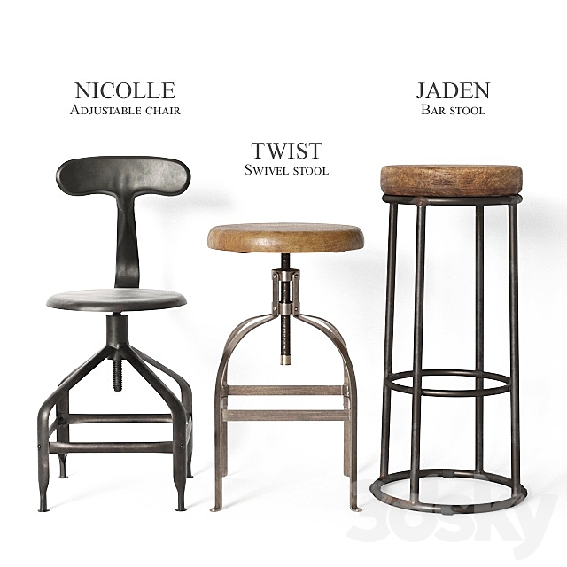 industrial stools and chairs part2 3DSMax File - thumbnail 1