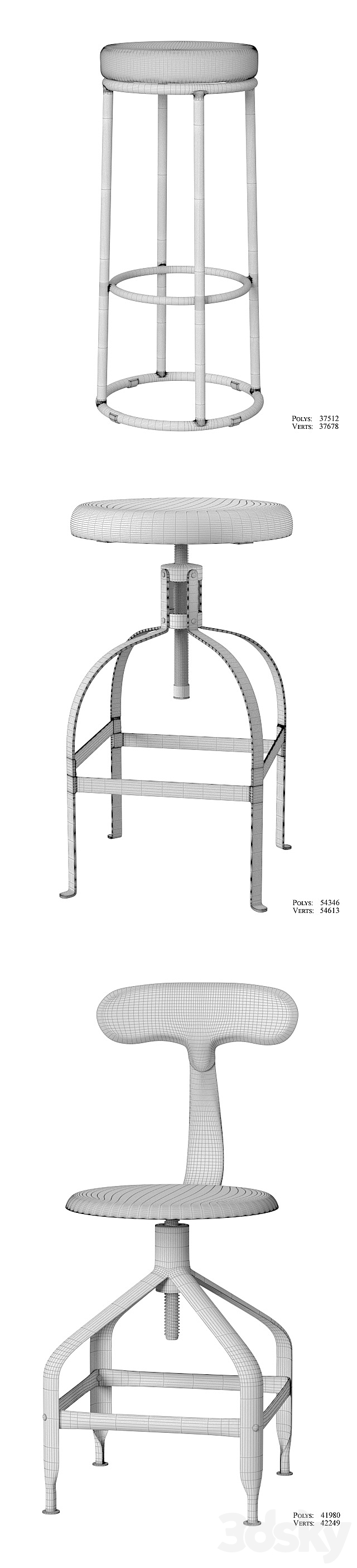 industrial stools and chairs part2 3DSMax File - thumbnail 3