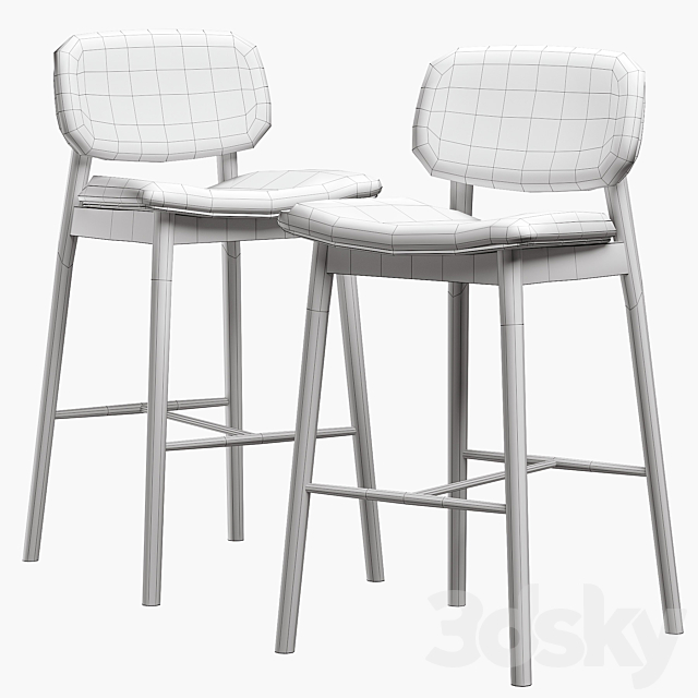 Industry West FREY bar stool 3DS Max Model - thumbnail 2