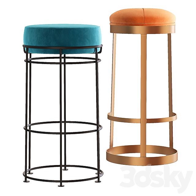 Industry West JAX bar stool 3DS Max Model - thumbnail 2