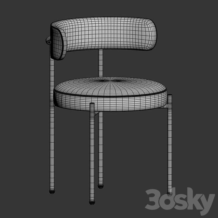 Inesse Boucle Ivory Dining Chair 3DS Max Model - thumbnail 2