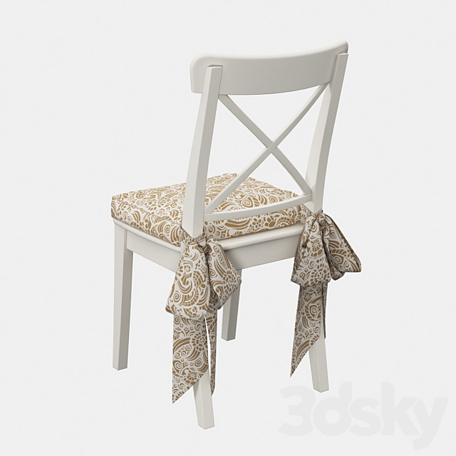 Ingolf chair (Ingolf IKEA) with a pillow and bows 3DS Max Model - thumbnail 2