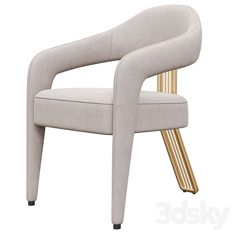 Invicta ii Dining Chair in White with Antique Brass Rear Leg 3DS Max Model - thumbnail 1