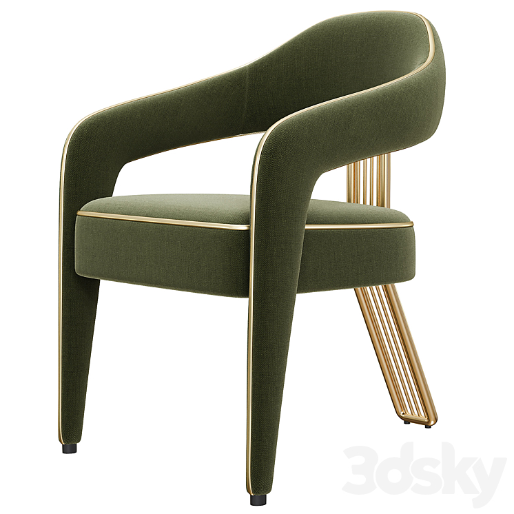 Invicta ii Dining Chair in White with Antique Brass Rear Leg 3DS Max Model - thumbnail 2