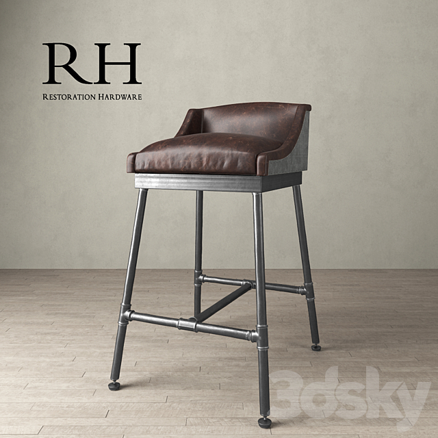 IRON SCAFFOLD LEATHER STOOL 3DSMax File - thumbnail 1