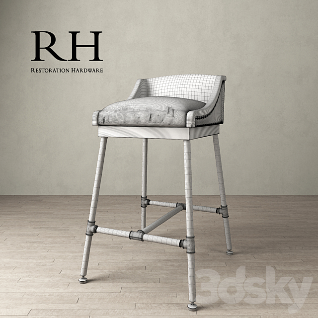 IRON SCAFFOLD LEATHER STOOL 3DSMax File - thumbnail 2