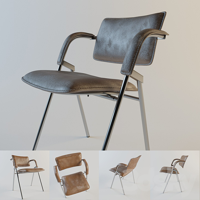 Jacques Dumont Leather and Iron Chair_coroma3 3DS Max Model - thumbnail 1