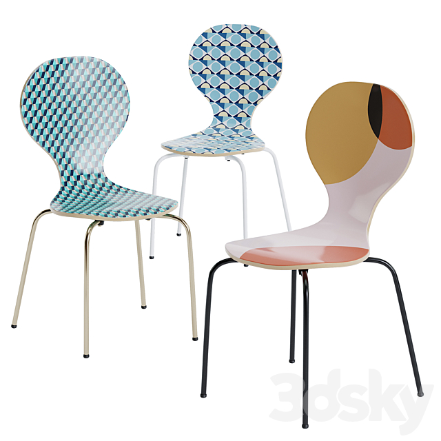 John Lewis Curve Dining Chair 3ds Max - thumbnail 1