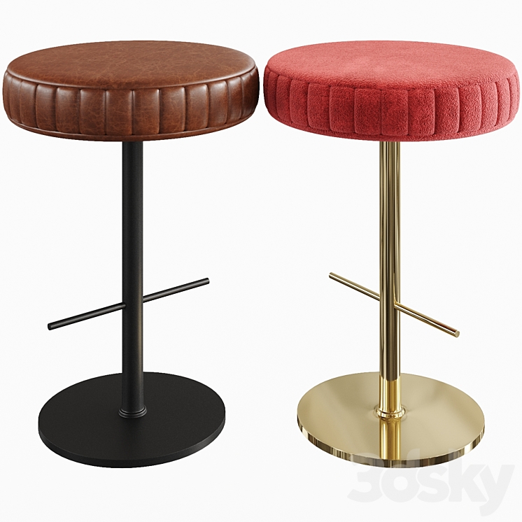 Juliettes Interiors Contemporary Italian Designer Leather Bar Stool JDA075 3DS Max Model - thumbnail 1