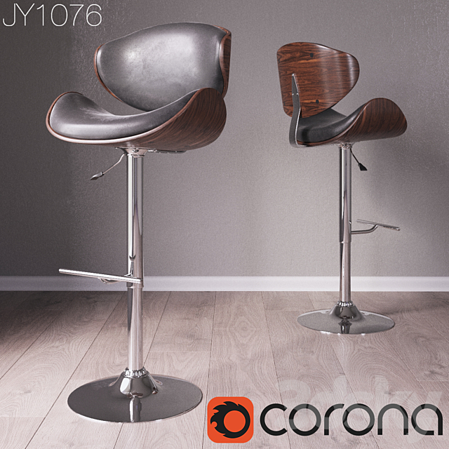 JY1076 Barstool Walnut & Black 3DSMax File - thumbnail 1