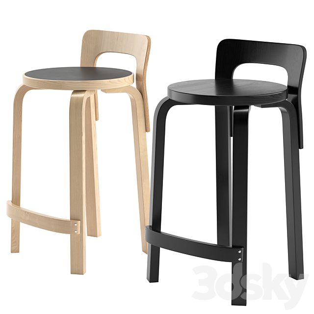 K65 Bar Stool by Artek 3DS Max Model - thumbnail 2