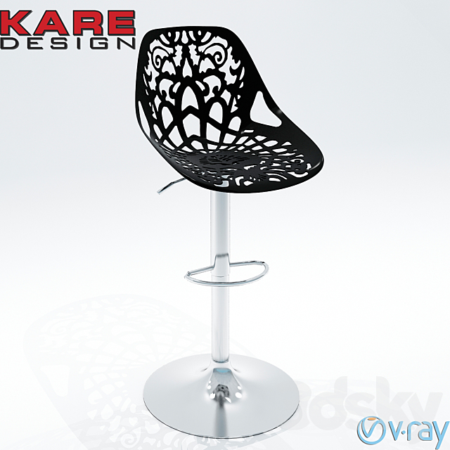 Kare Design Bar Stool Ornament black _ white 3DSMax File - thumbnail 1