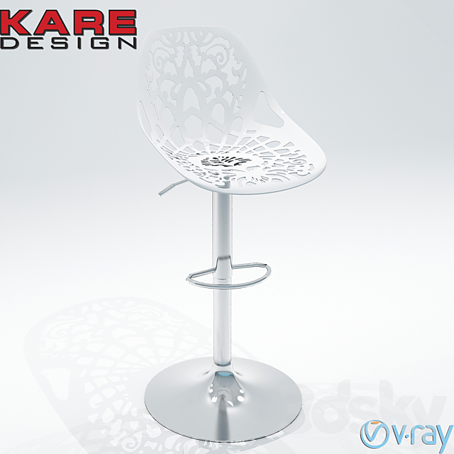 Kare Design Bar Stool Ornament black _ white 3DSMax File - thumbnail 2