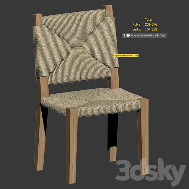 Kingsley Bate Hadley Side Chair 3ds Max - thumbnail 3