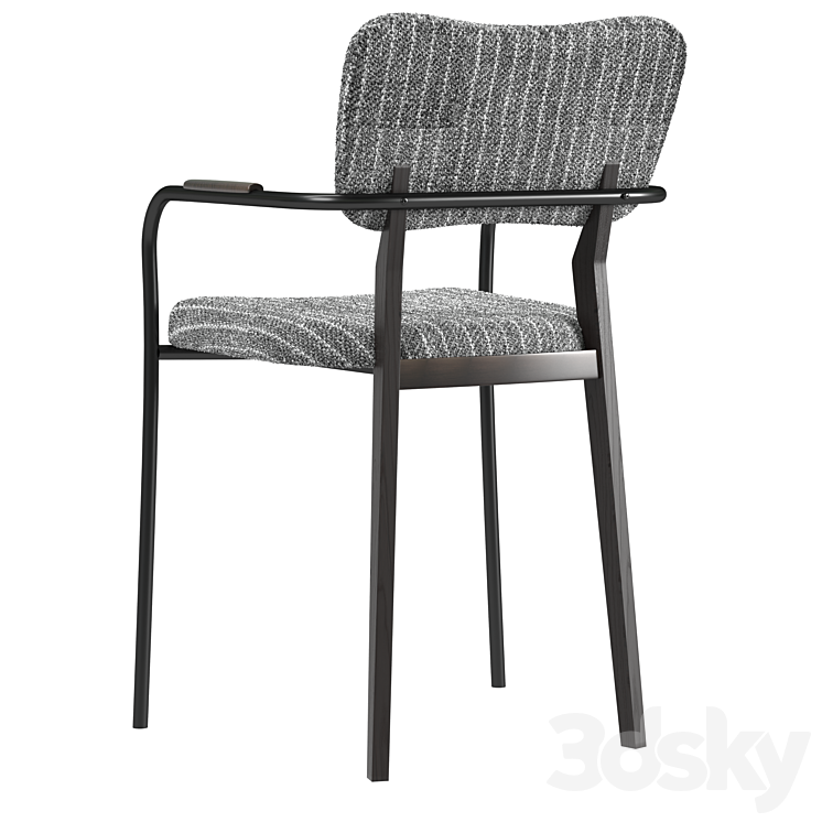 Klee Gray Bouclé Dining Chair 3DS Max Model - thumbnail 2