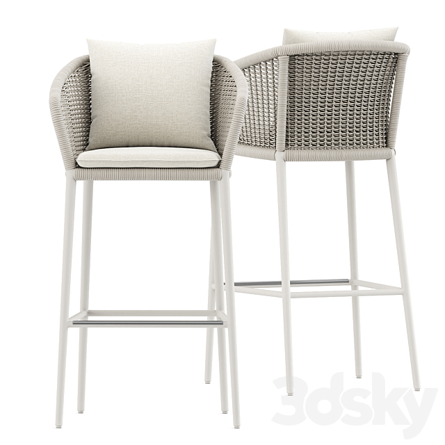 Knot barstool with arms and Knot counter stool with arms by Janus et Cie 3DS Max Model - thumbnail 4