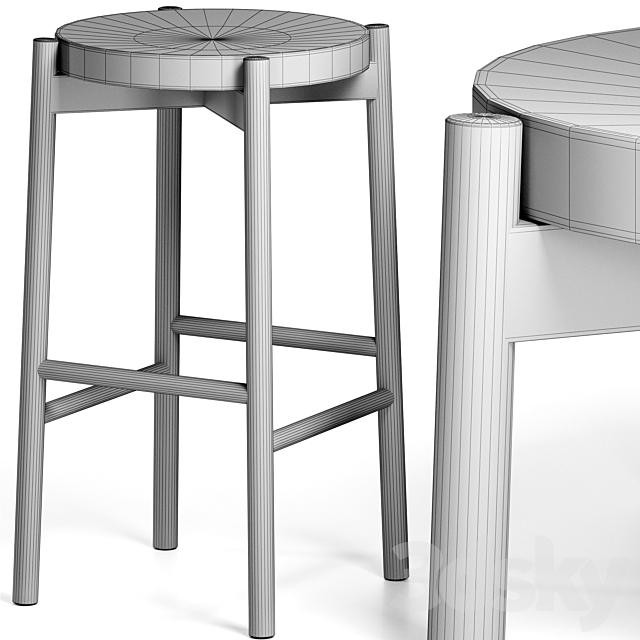 Kotan High Stool Wood by Conde House 3DSMax File - thumbnail 5