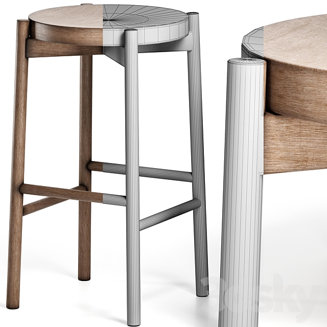 Kotan High Stool Wood by Conde House 3DSMax File - thumbnail 6