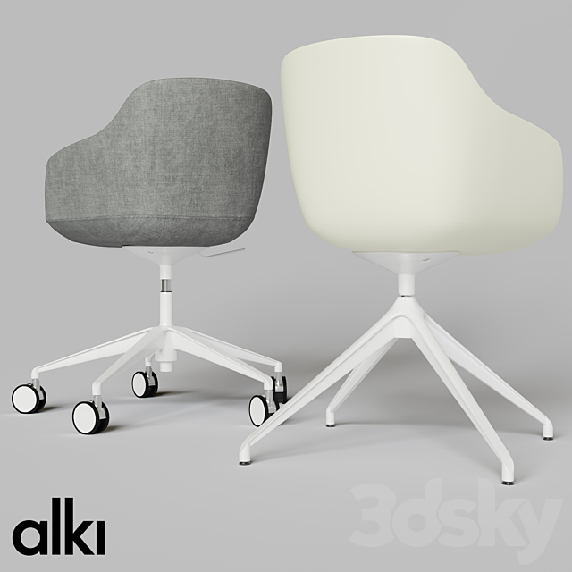 KUSKOA BI | Chair with 5-spoke base 3DS Max Model - thumbnail 2