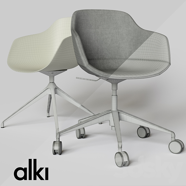 KUSKOA BI | Chair with 5-spoke base 3DS Max Model - thumbnail 3