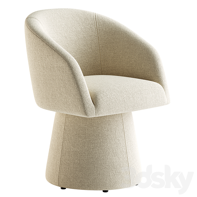 Kyo Chenille Upholstered Barrel Chair 3DS Max Model - thumbnail 2