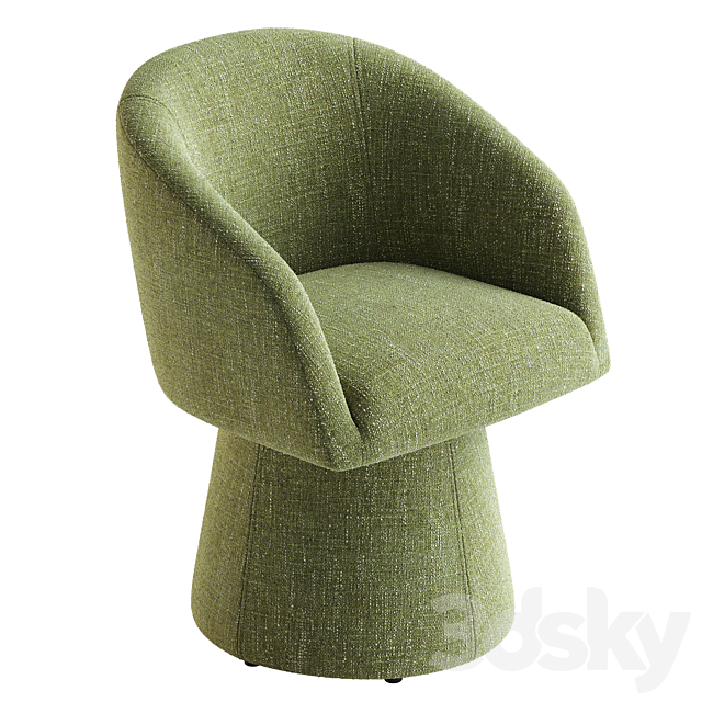 Kyo Chenille Upholstered Barrel Chair 3DS Max Model - thumbnail 4