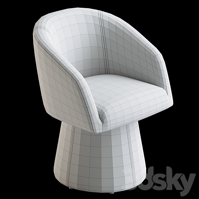 Kyo Chenille Upholstered Barrel Chair 3DS Max Model - thumbnail 5