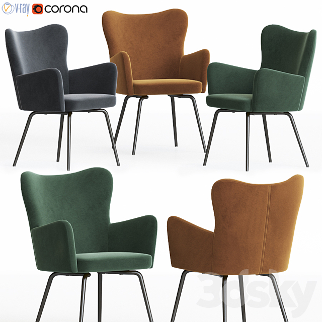 La redoute luxore dining chair 3ds Max - thumbnail 1