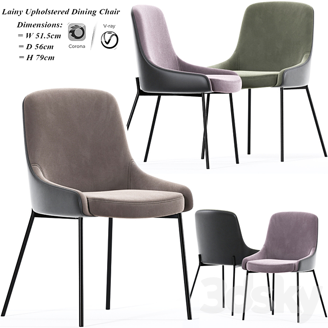 Lainy Upholstered Dining Chair 3DSMax File - thumbnail 1