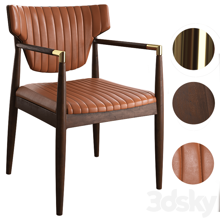 Leather Dining Armchair 3DS Max Model - thumbnail 2