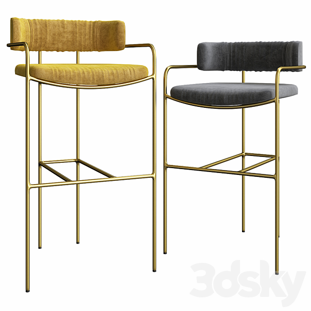 Lenox Velvet Bar and Counter Stools 3ds Max - thumbnail 1