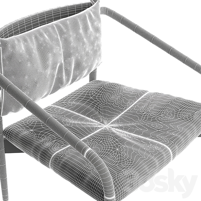 Lento Black Leather Lounge Chair 3DS Max Model - thumbnail 3