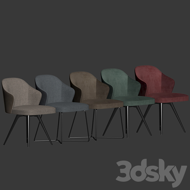 Leslie Dining Chair Set Minotti 3DSMax File - thumbnail 2