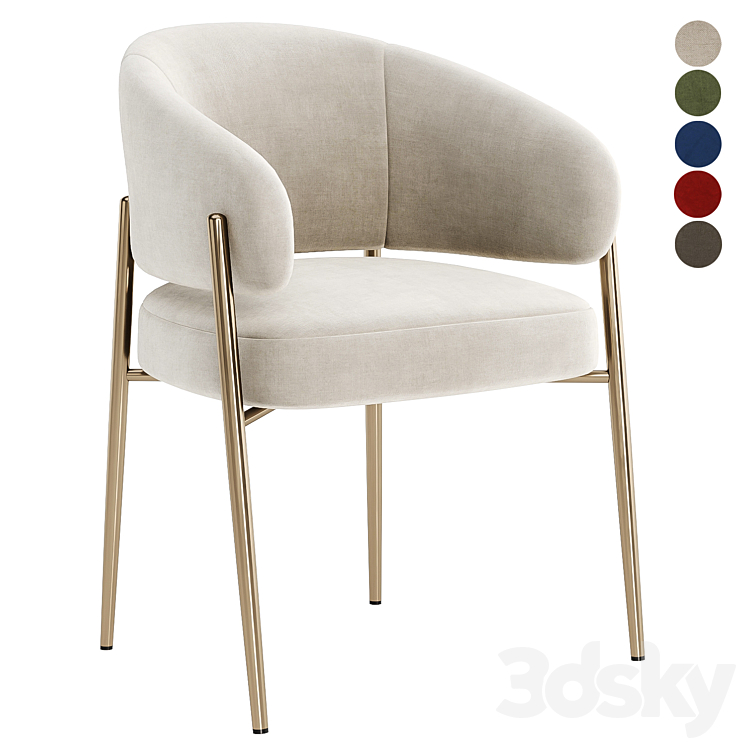 linda dining chair 3DS Max Model - thumbnail 1