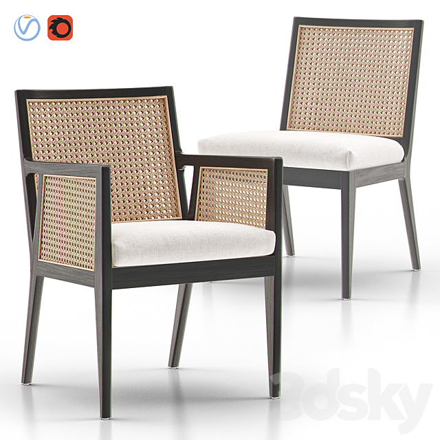 LISBON Cane Dining Chair and Armchair 3ds Max - thumbnail 1