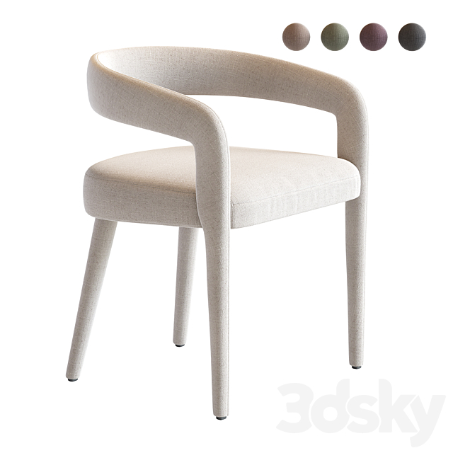 LISETTE WHITE DINING CHAIR 3DSMax File - thumbnail 1