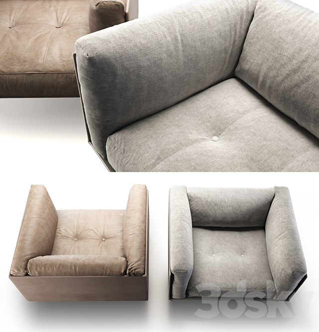 Living divani rod chair 3DS Max Model - thumbnail 2