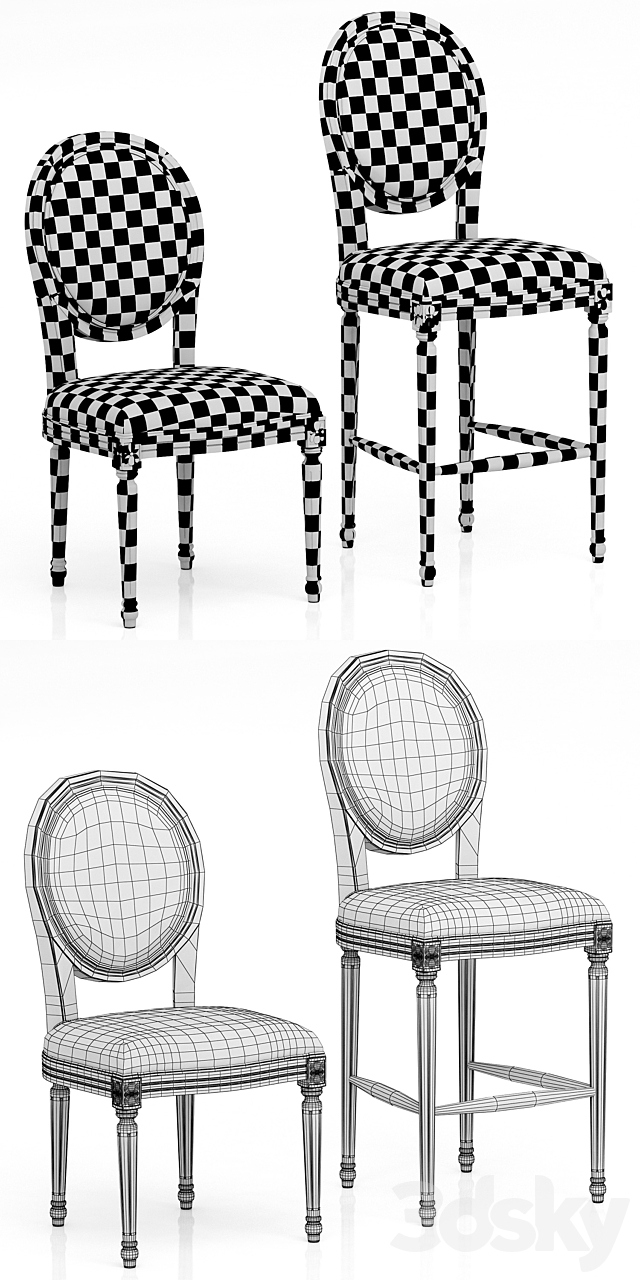 Loft Concept French Provence Chair 3DS Max Model - thumbnail 3