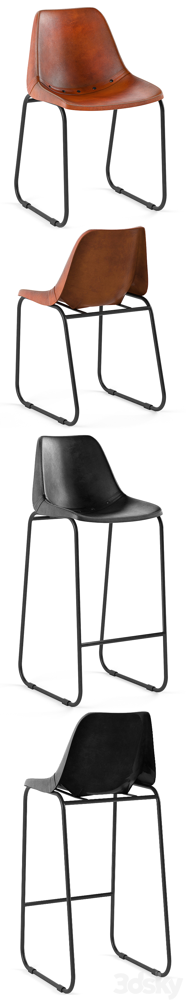 Loft Design chairs 007 and 014 model 3DS Max Model - thumbnail 2