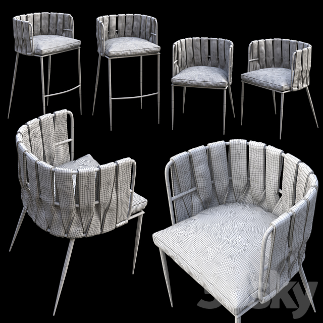 LoftDesign chair set 3DS Max Model - thumbnail 2