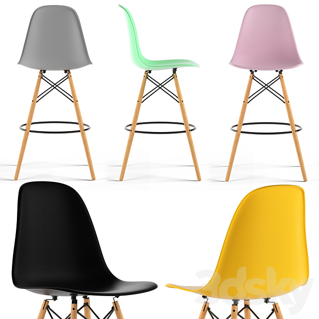 Loftdesigne Stool 3753 – Eames Plastic Stool 3ds Max - thumbnail 2