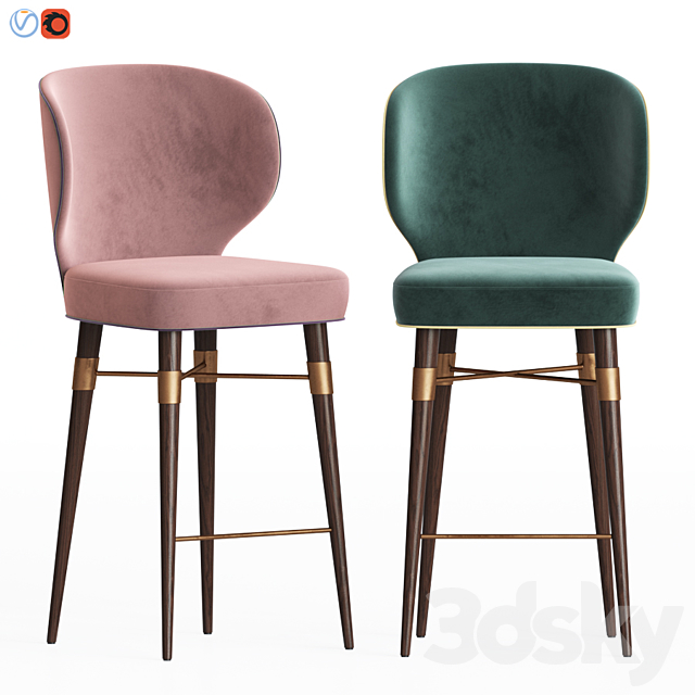 Louis Mid-Century Bar Chair by Ottiu 3DSMax File - thumbnail 1