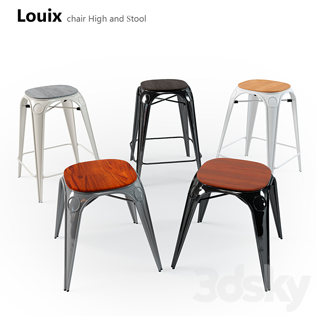 “Louix” chair and taburet_ “Louix” shair High and stool 3DSMax File - thumbnail 1